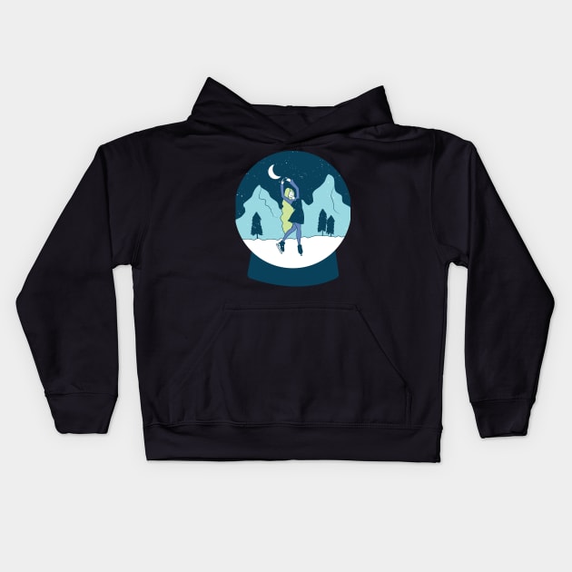 ice skating winter gift Kids Hoodie by Midoart